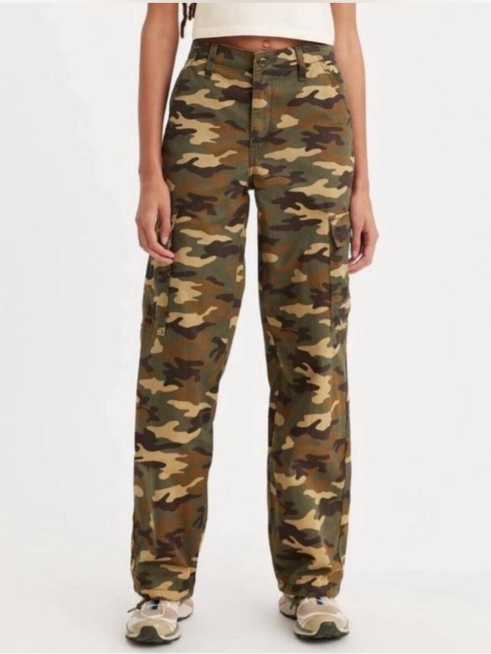 Levis 94 Baggy Cargo Pants Womens 25 Camo Mid Rise Wide Leg Utility Trousers NWT